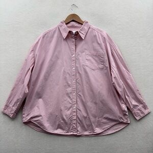 Things Between Women’s Medium Button Up Pink Oversized Long Sleeve Cotton Shirt